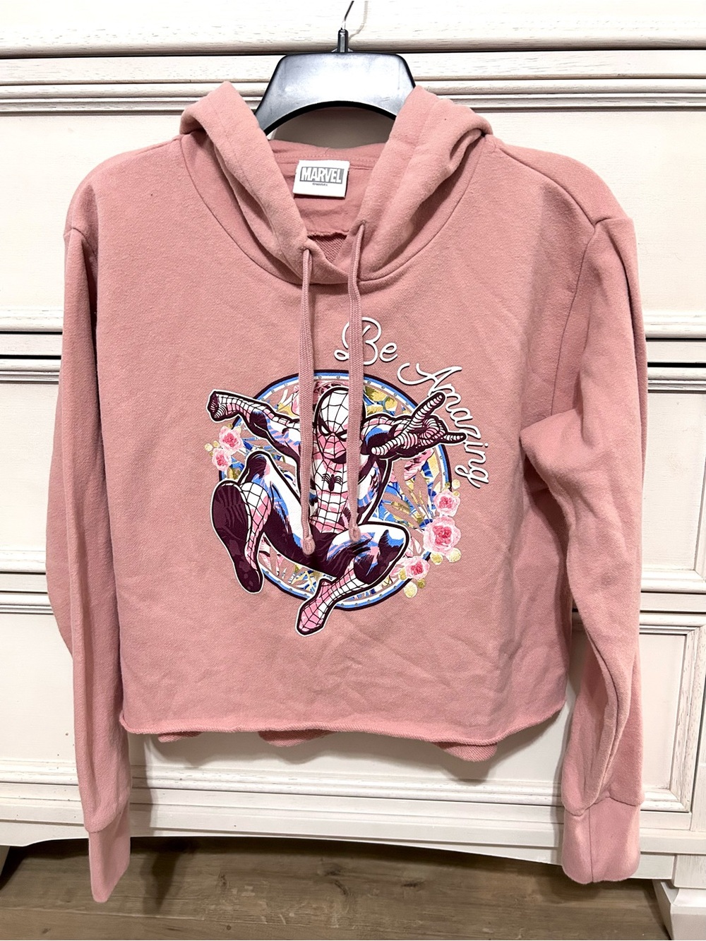 Marvel Rose Pink Spider-Man Graphic Cropped Hoodie